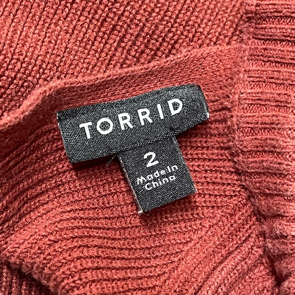 Torrid Ribbed Knit Cold Shoulder Sweater 2X Rust Cut‎ Out Back - Picture 7 of 8